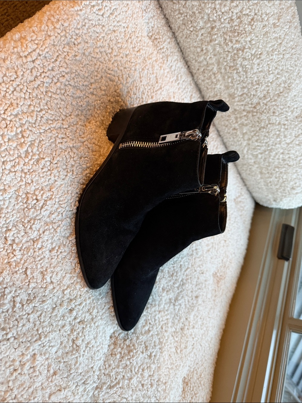 Dolce Vita Black Suede Pointed Zip Ankle Booties